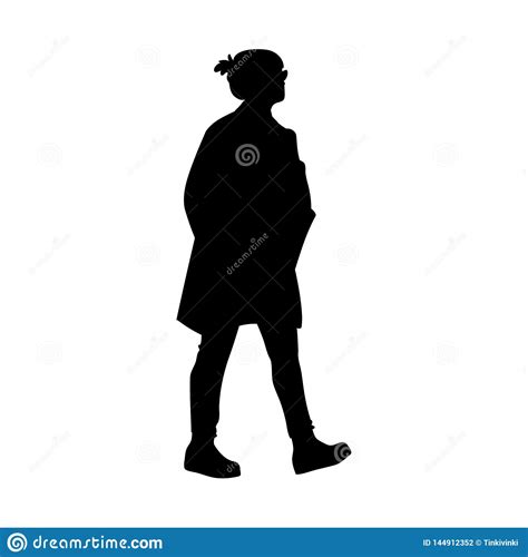 Woman Takes A Walk Concept Vector Illustration Of Silhouette Of
