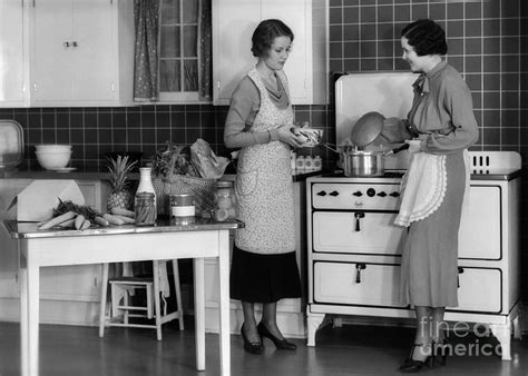 Women Cooking In Kitchen C1930s Photograph By H Armstrong Robertsclassicstock Pixels