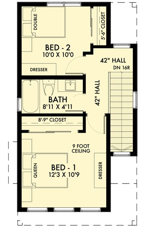 900 Square Foot New American House Plan With A Compact Footprint