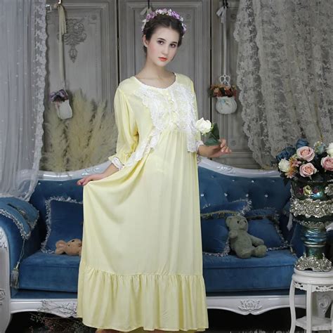 vintage princess nightgowns sweet lace cotton long sleepwear female loose plus size nightdress