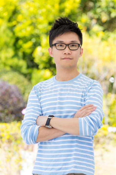 Asian Man Portrait Stock Image Image Of Park Glasses 40941865