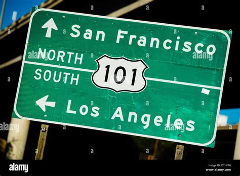 A Green Us 101 Northsouth Highway Sign With The Freeway In The