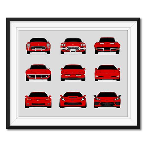 Chevy Corvette Generations Inspired Car Poster Handmade