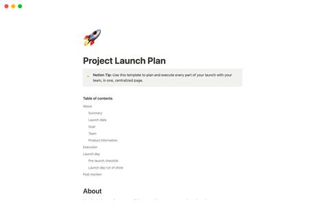 Project Launch Plan Notion Template