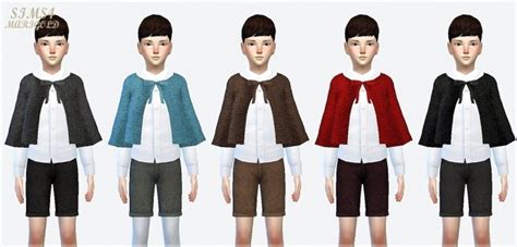 Boy Woolen Shorts And Cape Coat At Marigold Sims 4 Updates