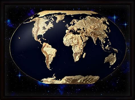 3d Relief Maps Decorative World 3d Map Gold And Black Testplay