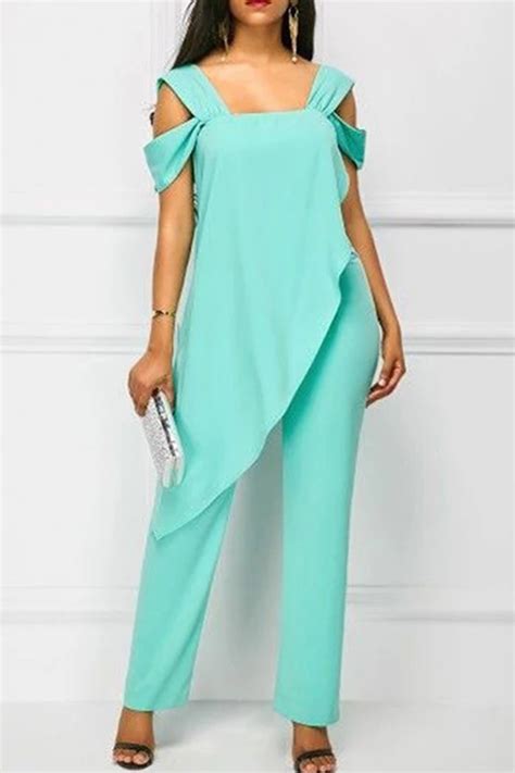 lovely stylish hollow out green plus size two piece pants setlw fashion online for women