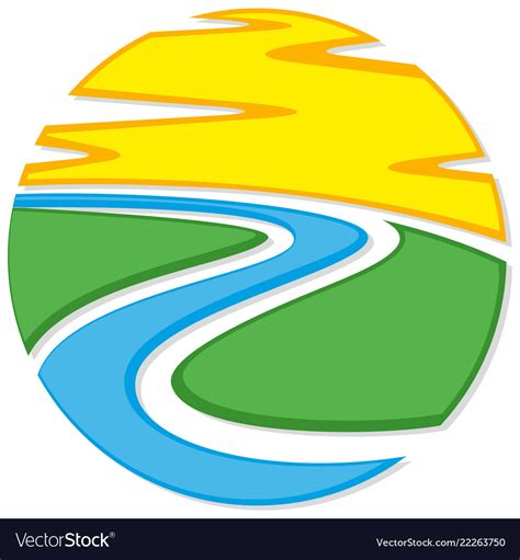 Sun And River Royalty Free Vector Image Vectorstock