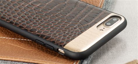 Croco2 Genuine Leather Iphone 8 Plus 7 Plus Case Brown