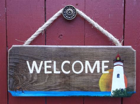 Sailboat Welcome Sign On Driftwood Lake And Sunset Porch Etsy