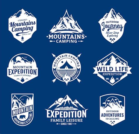 Premium Vector Set Of Vector Mountain And Outdoor Adventures Logo