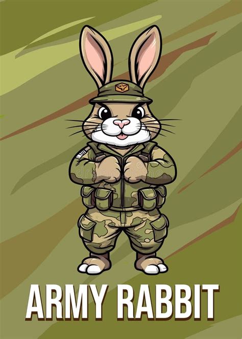 Vector Illustration Army Rabbit Animal Clipart Stock Illustration