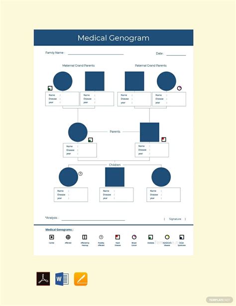 Medical Genogram Template [Free PDF] - Word, Apple Pages | Template.net | Genogram template ...