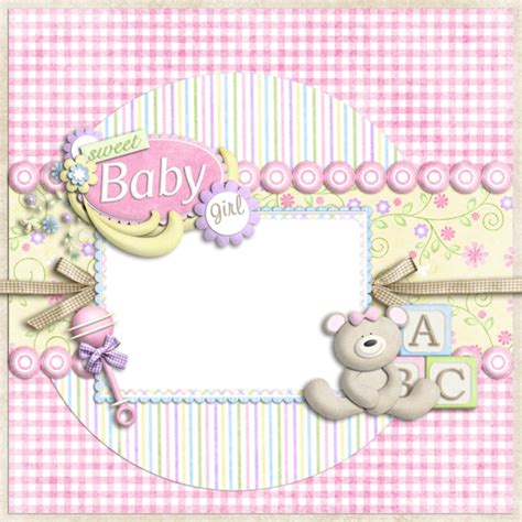 ♥ Cadre Bébé Fille Png Ourson Baby Girl Frame Png ♥