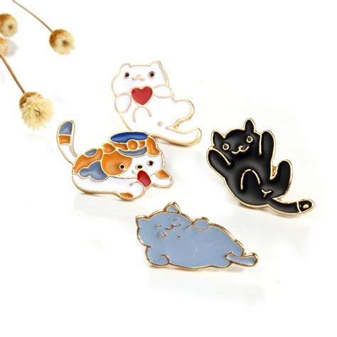 1pc Cartoon Enamel Pins Badge Brooches For Women Girl Animal Cute Cat