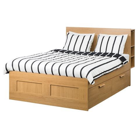 Brimnes Oak Effect Lönset Bed W Storage And Headboard Standard