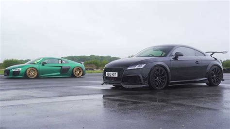Audi R8 Drag Races Tuned Tt Rs With Matching Power