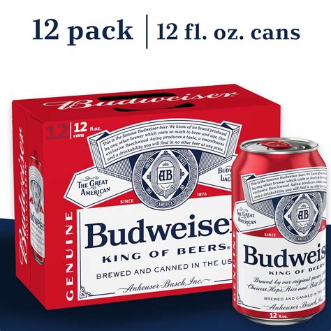 Budweiser Beer 12 Pack Beer 12 FL OZ Cans 5 0 ABV Walmart Com