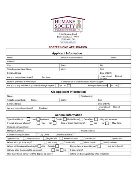 Foster Care Application