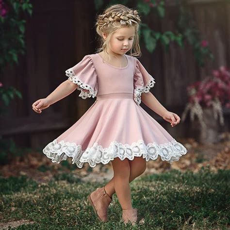 Baby Pink Lace Dress Size 12m 4yrs Party Dress Short Kids Dresses