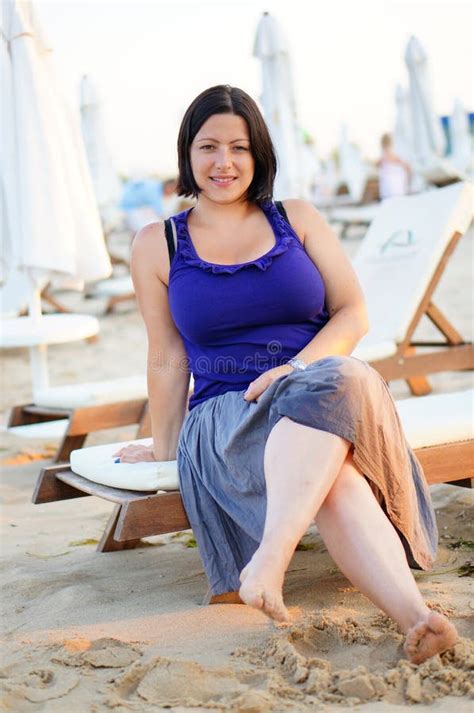 Happy Woman At The Beach Stock Image Image Of Sitting 32513697