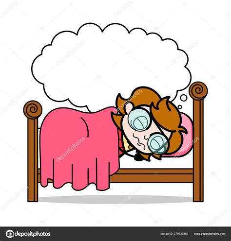 Sleeping And Dreaming Teenager Cartoon Intelligent Girl Vector