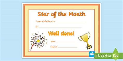 Ks2 Star Of The Month Certificate Teacher Made