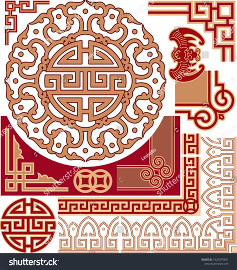 Set Chinese Design Elements Traditional Chinese เวกเตอร์สต็อก ปลอดค่า