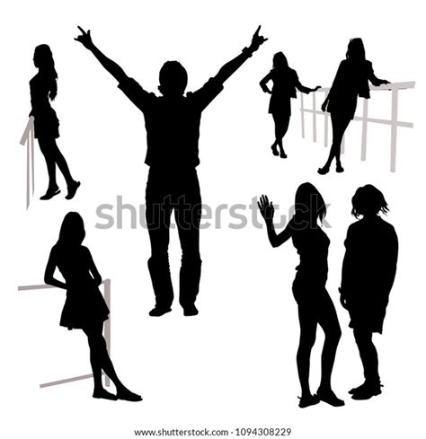 Vector 7 Silhouettes People Different Sex Stock Vector Royalty Free