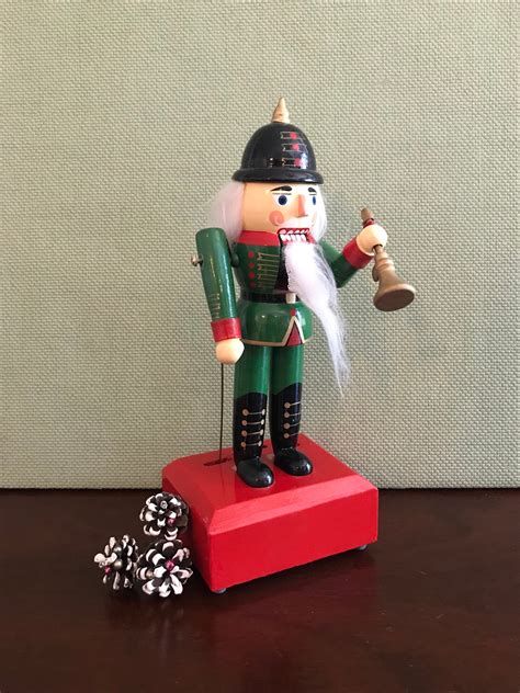 Vintage Musical Toy Soldier Nutcracker With Movement Christmas Painted