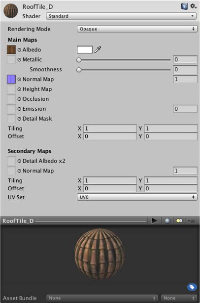 Material Inspector Reference Unity Manual
