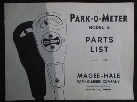 Old Vintage 1952 Park O Meter Parking Meter Parts Lists Diagrams