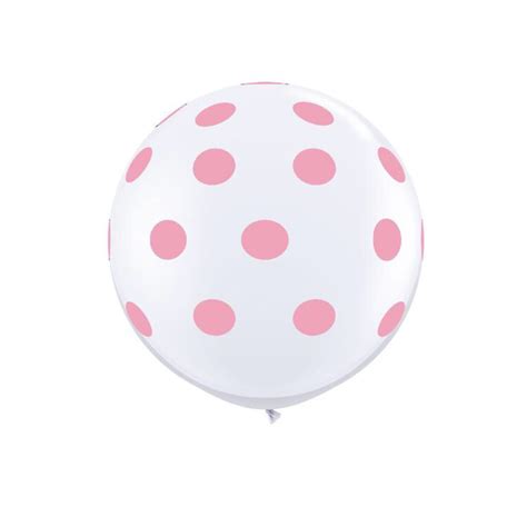 Pink Polka Dot Balloon 36 White With Light Pink Polka