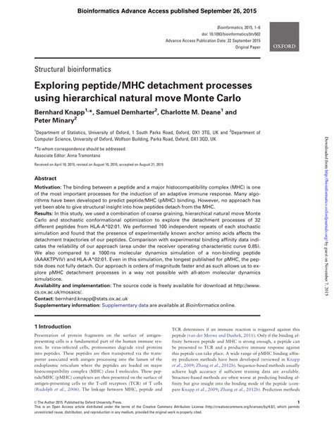 PDF Exploring Peptide MHC Detachment Processes Using Hierarchical