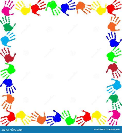 Colorful Handprint Border