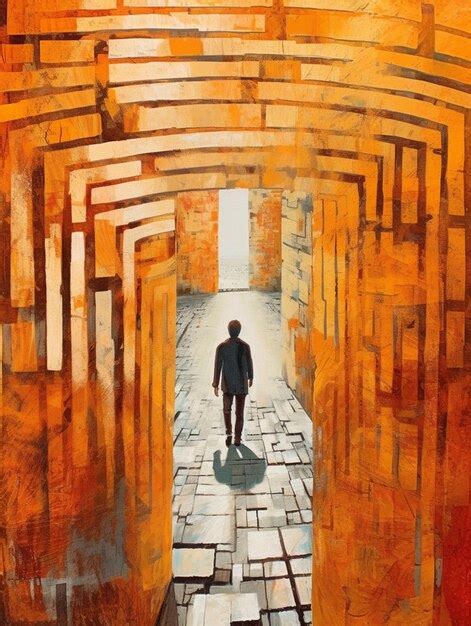 Premium Ai Image Painting Of A Man Walking Through A Tunnel With A