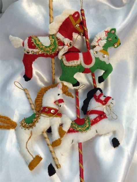 Vintage Handmade Carousel Horse Felt Christmas Ornaments