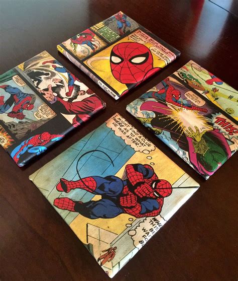 Comic Book Coaster Spiderman Coasters Marvel Coasters Comics