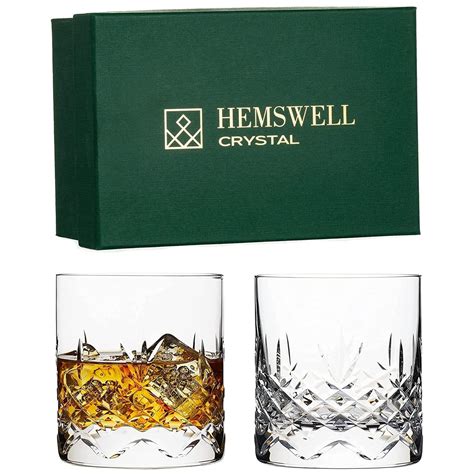 Buy Hemswell Crystal Whiskey Glasses Set Of 2 310ml Old Fashioned Glasses Whiskey Tumbler