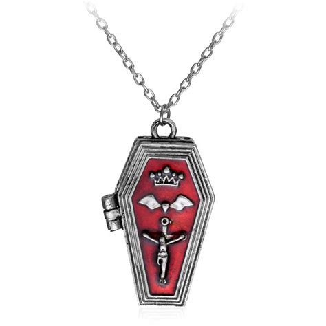 Gothic Red Coffin Locket Necklace