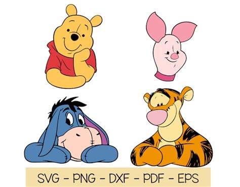 Winnie The Pooh Heads Svg Pooh Faces Svg Png Eps Cutting Etsy
