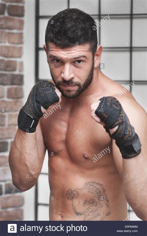 Download This Stock Image Portrait Of Muscular Male Boxer Posing In