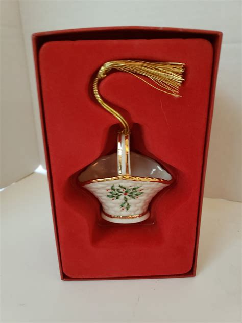 Vintage Lenox Christmas Basket Ornament Collectable China Porcelain