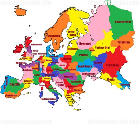 Some states (marked *) are only partially located in europe. Equally divided Europe by population. | Europe, Map, History