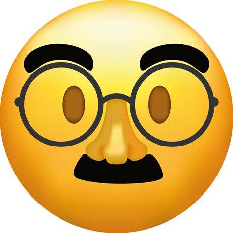 Face With Glasses And Mustache Yellow Emoji Smile 22461793 Vector Art At Vecteezy