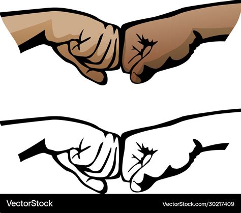 Fist Bump Healthy Diverse Hands Social Distance Vector Image