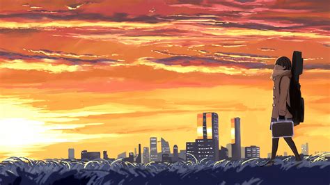 Wallpaper Japan Landscape Sunset City Anime Sky Silhouette