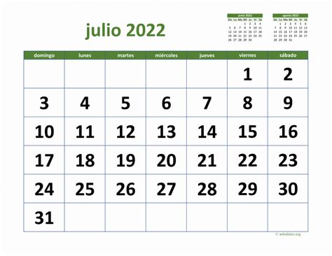 Calendario Julio 2022 De México