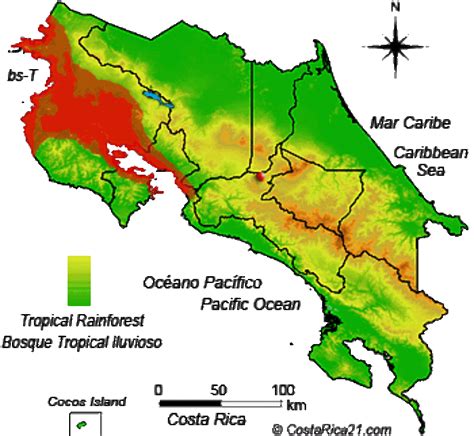 Costa Rica Rain Forests Map Tropics Home