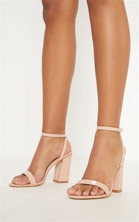 Nude Ankle Strap Block Heel Shoes Prettylittlething